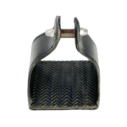 Tough1 Leather Covered Narrow Neck Endurance Stirrups in Black Tread View