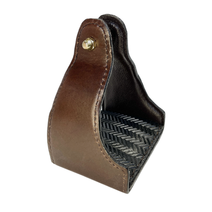 Tough1 Leather Covered Narrow Neck Endurance Stirrups - Brown Heel View