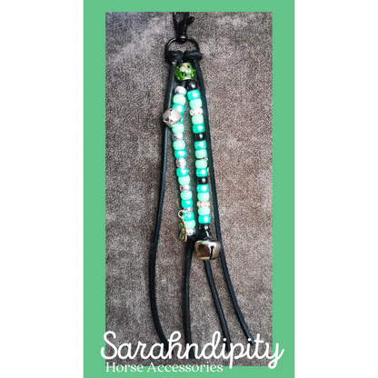 Saddle Charm - Green and Black with Flower and bell Charms