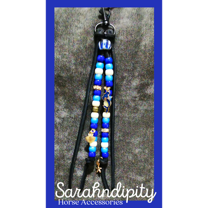 Saddle Charm - Navy and Tan with Mermaid and Sea Charms