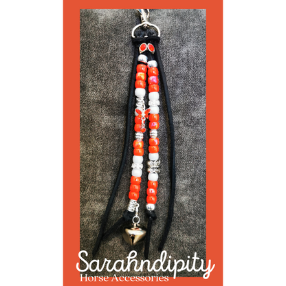 Saddle Charm - Red and White with Butterfly Charms