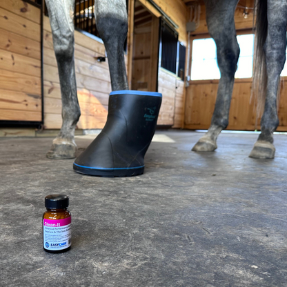 EasyCare Clean It Equine Hoof Solution with horse