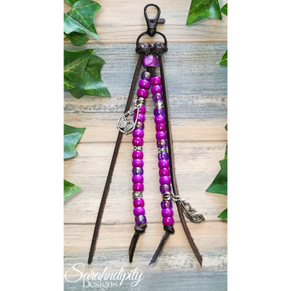 Saddle Charm - Purple with Butterfly and Feather Charm
