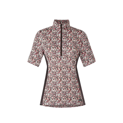 Kerrits Cool Ride Ice Fil Short Sleeve Shirt in Rose Field Print Front View