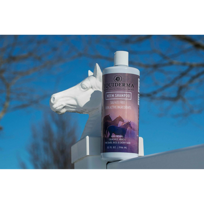 Equiderma Neem Horse Shampoo 32oz on Fence