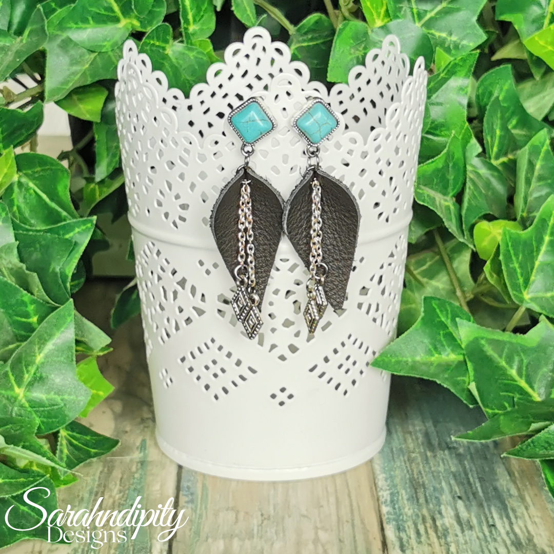 Black Dangle Leather Earrings