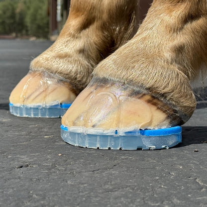 EasyShoe One Wedge on horse hoof, side view.