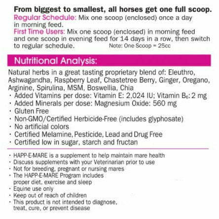 Happ-E Mare Directions & Nutrition